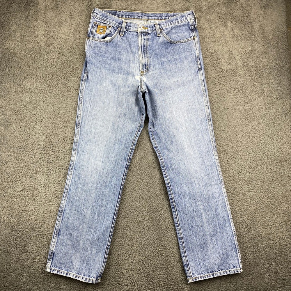 Cinch Mens‎ Light Wash Denim Jeans Cowboy Cut Slim Fit Size 35x32 Worn